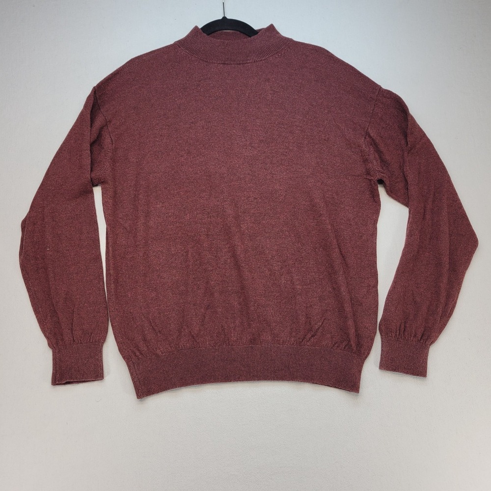 Latitude by Northern Isles Sweater Mens Large Maroon Silk Cashmere Mock Neck